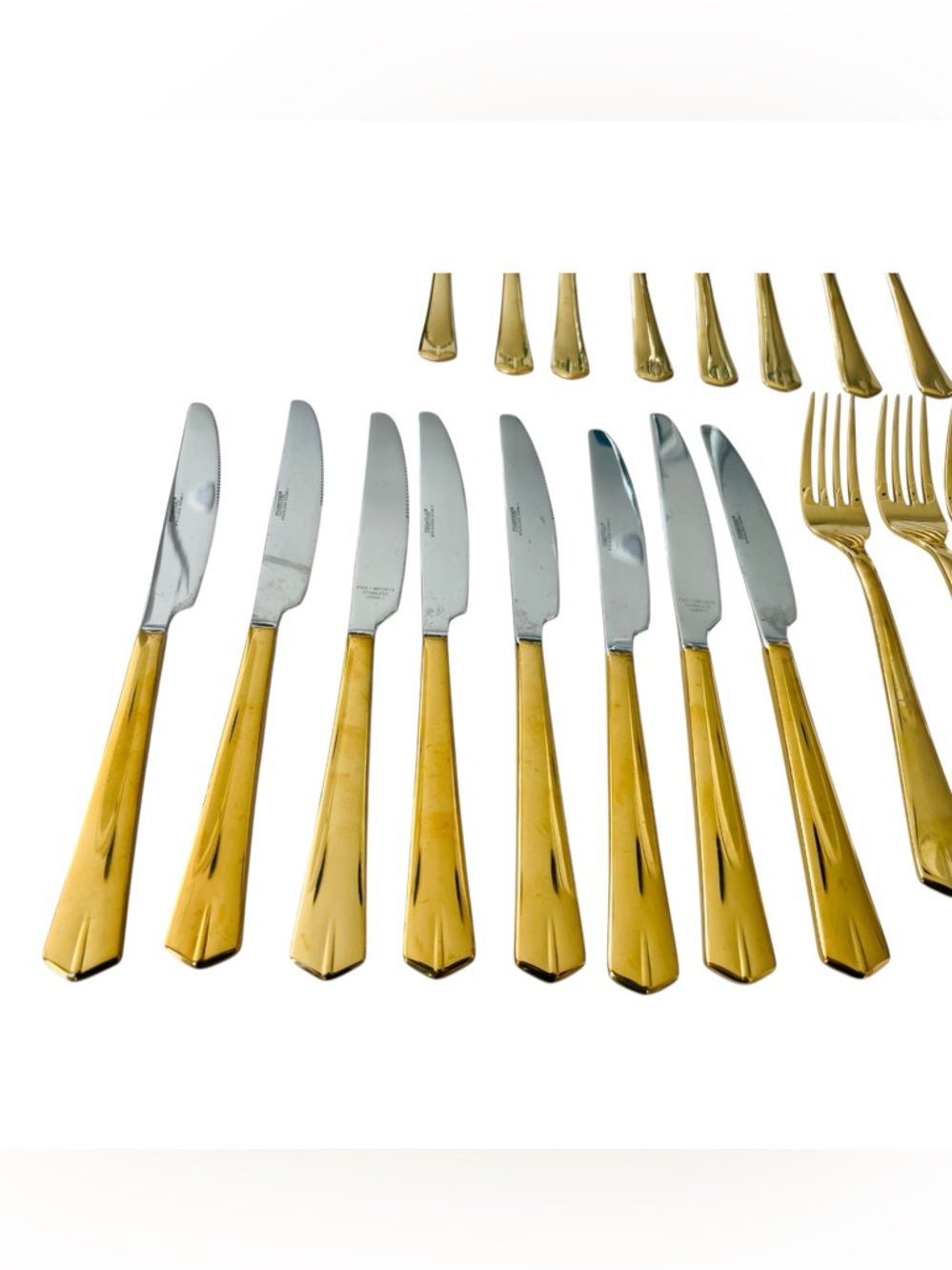 Cambridge Gold Flatware Set Service for 8 Stainless Steel Modern Vintage - Picture 4 of 5